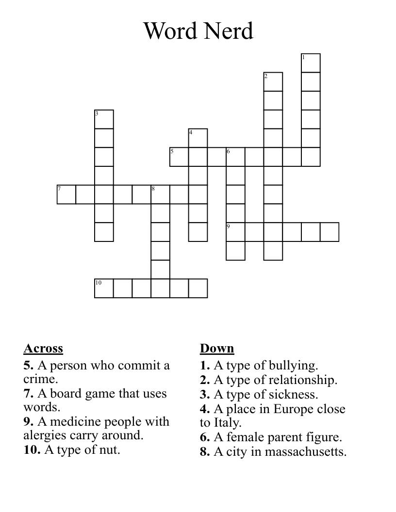 Word Nerd Crossword