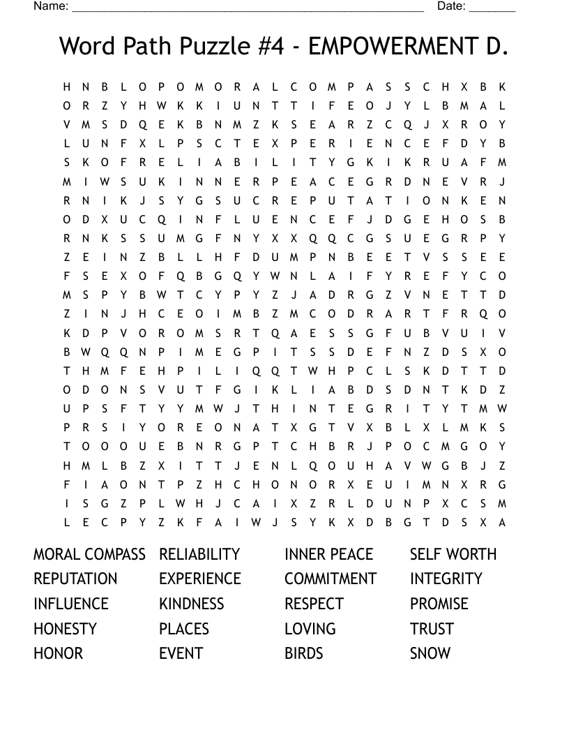 Word Path Puzzle #4 - EMPOWERMENT D. Word Search