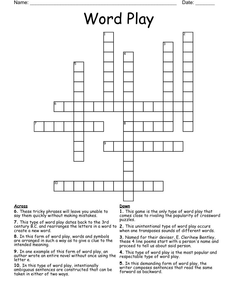 Word Play Crossword