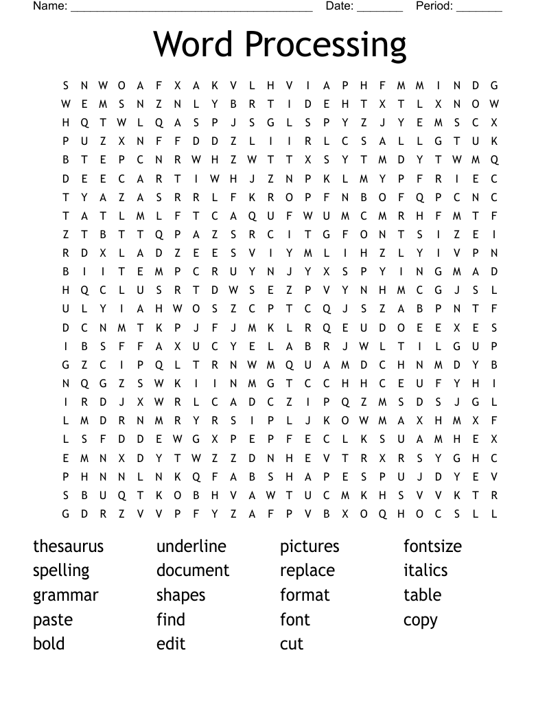 Word Processing  Word Search