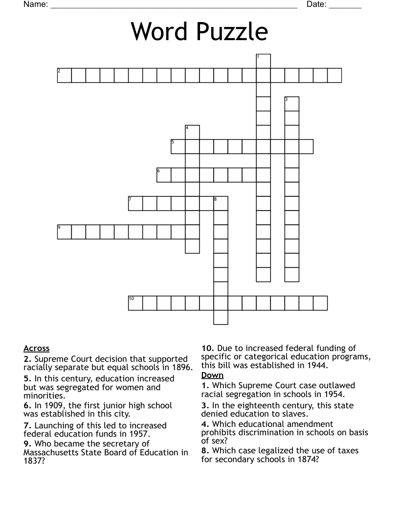 Word Puzzle Crossword
