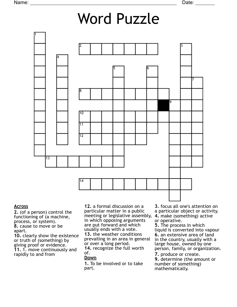 Word Puzzle  Crossword
