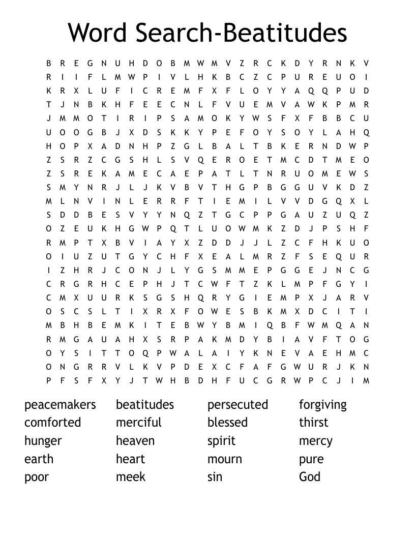 Word Search-Beatitudes