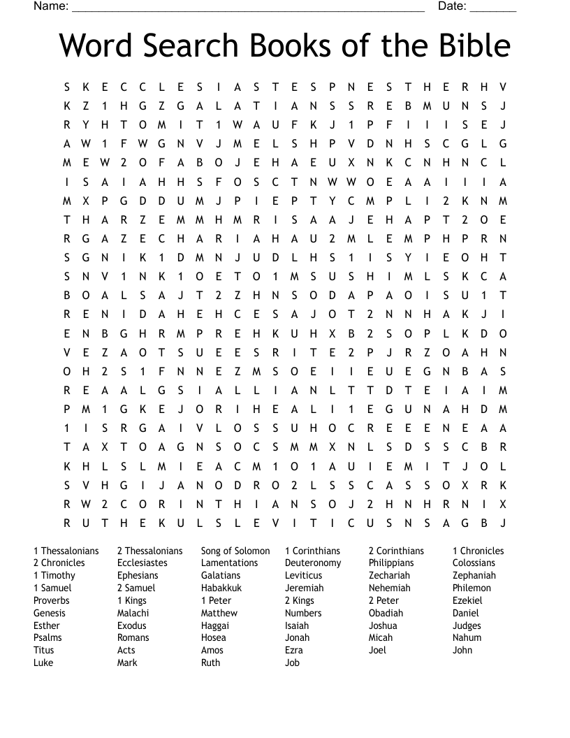 Word Search Books of the Bible