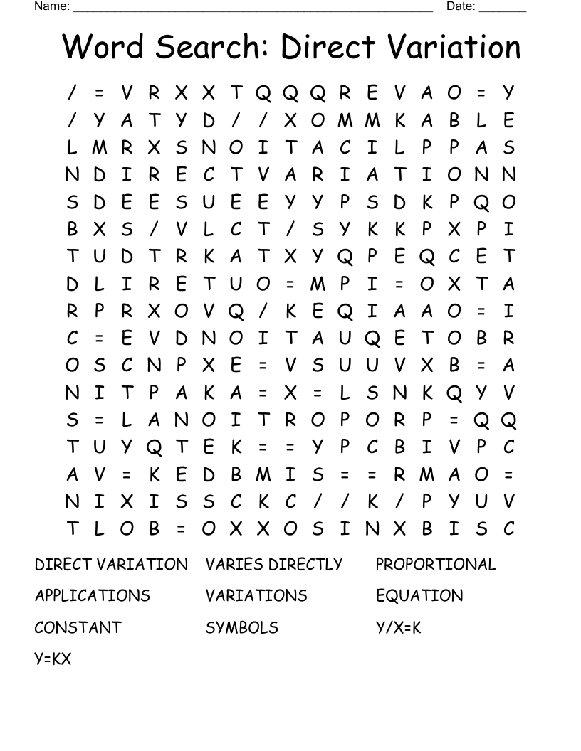 Word Search: Direct Variation