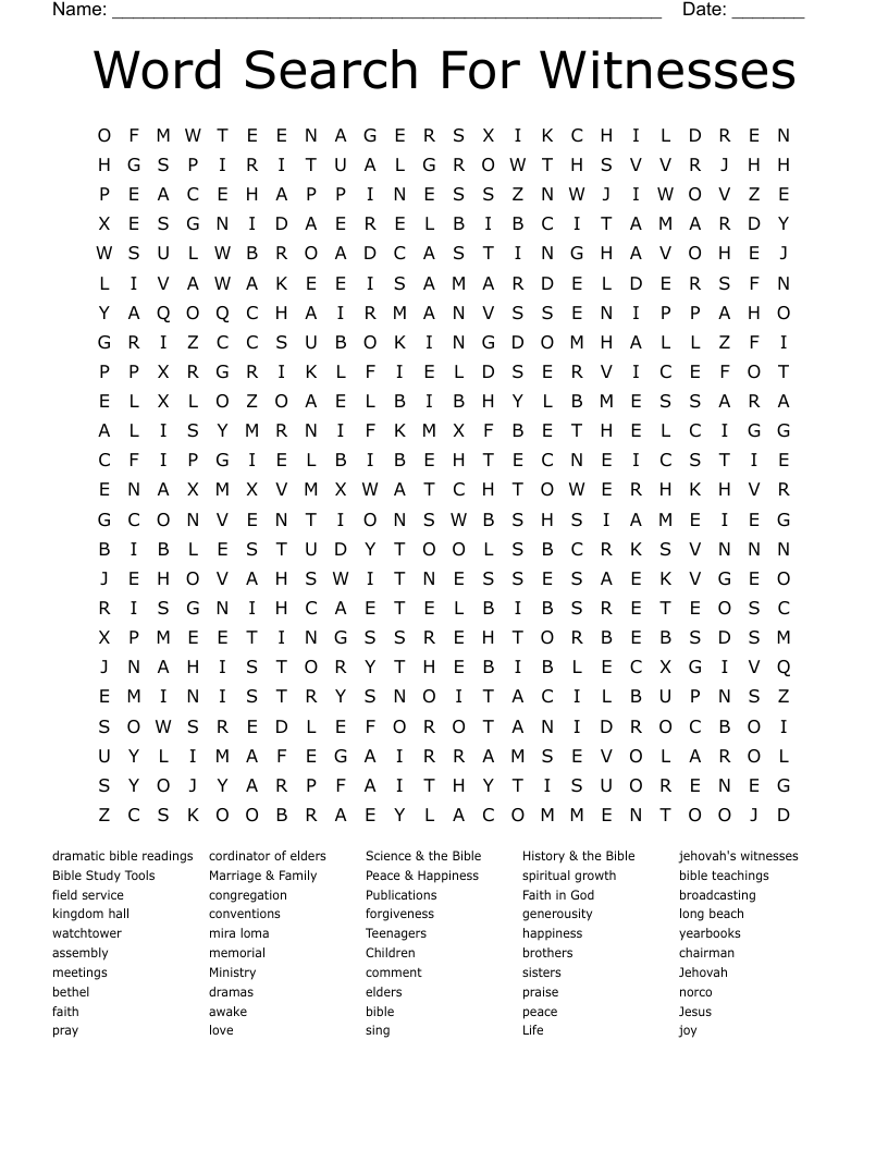 Word Search For Witnesses