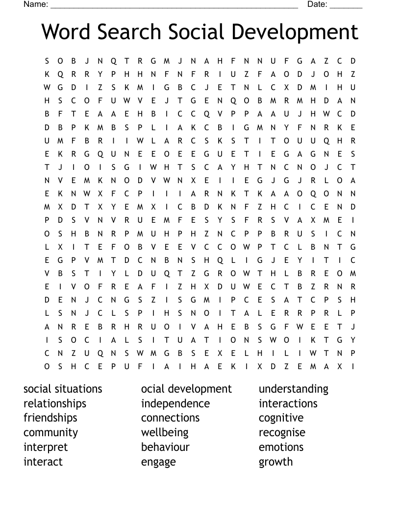 Word Search Social Development