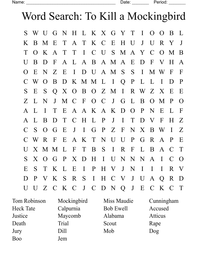 Word Search: To Kill a Mockingbird