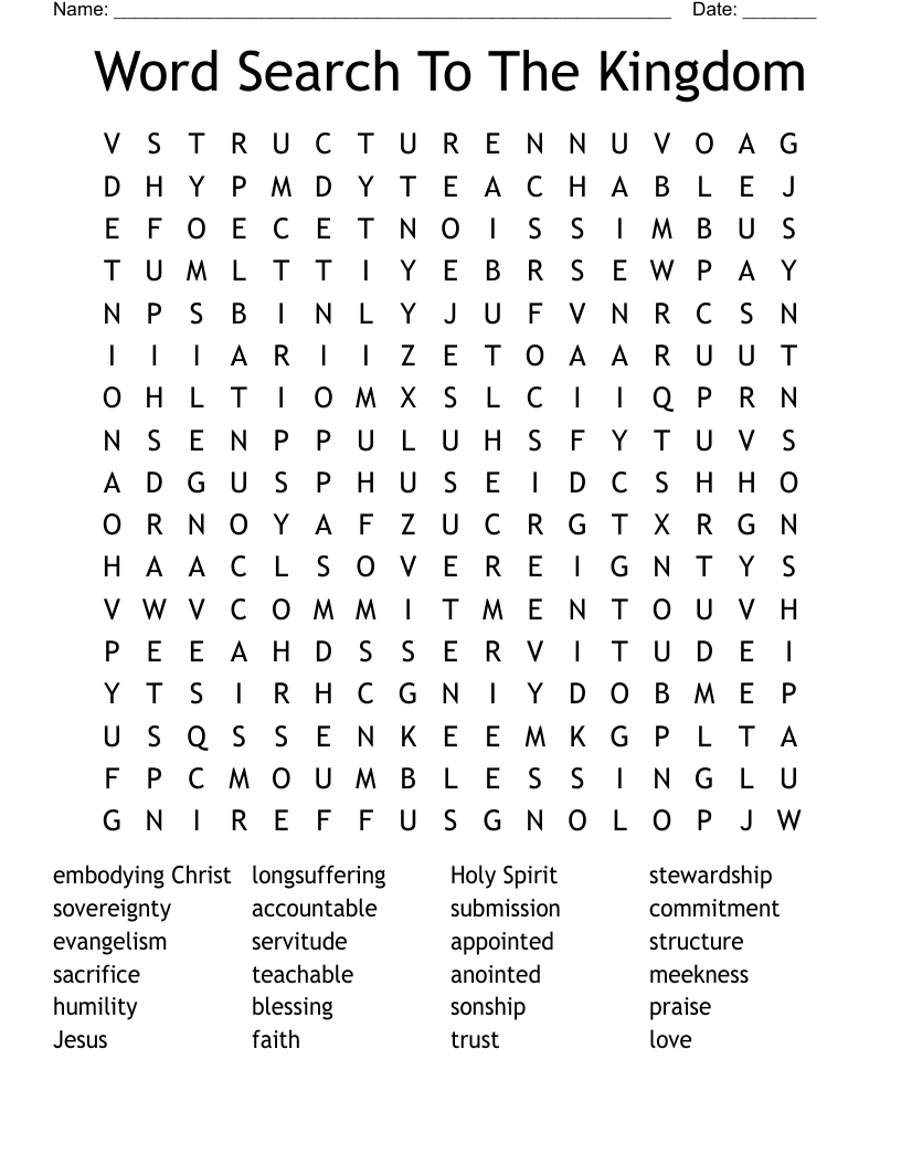 Word Search To The Kingdom
