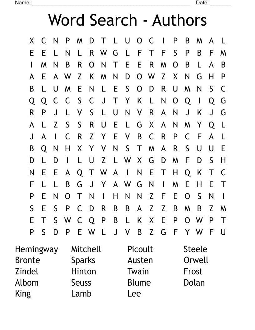 Word Search - Authors