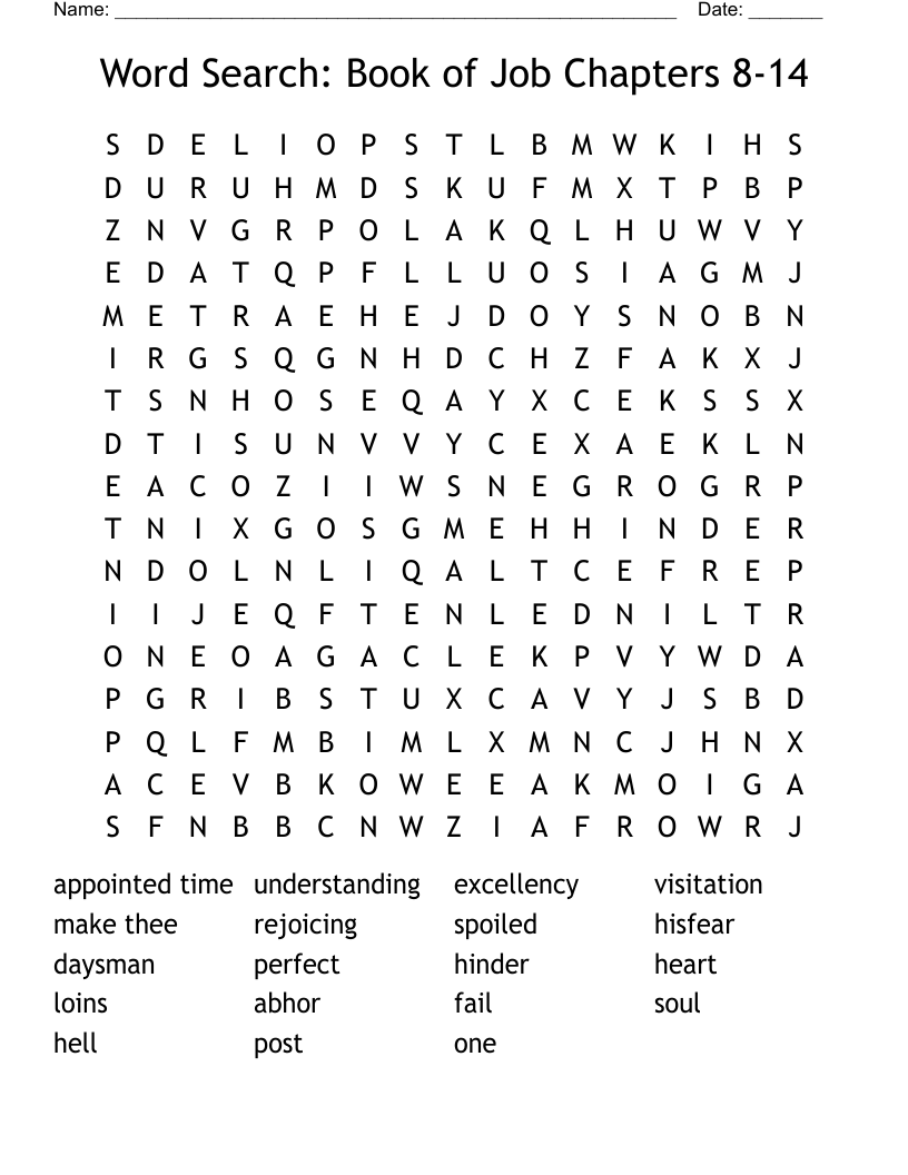 Word Search:  Book of Job Chapters 8-14