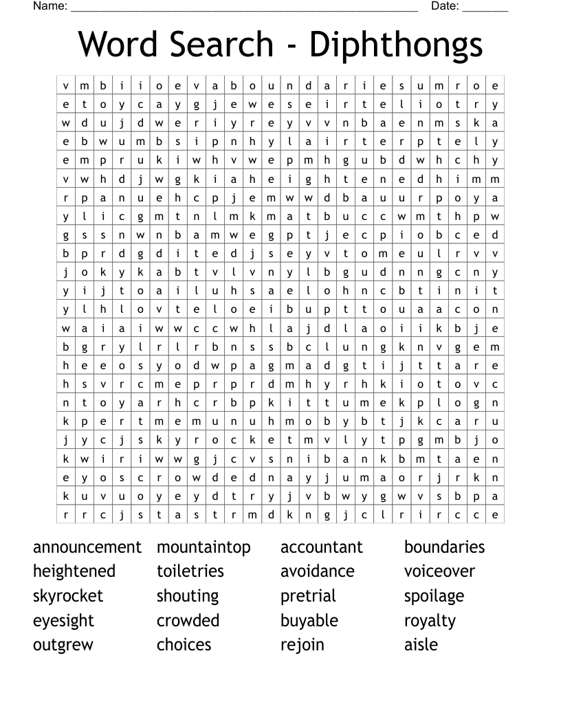 Word Search - Diphthongs