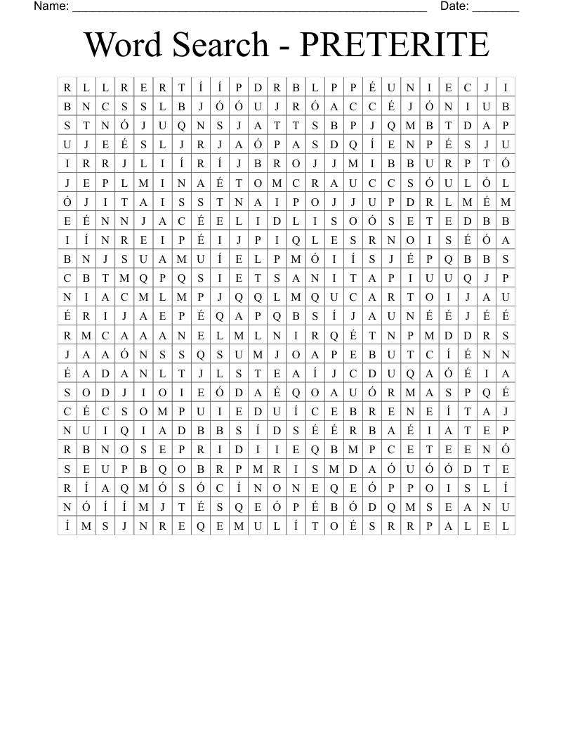 Word Search - PRETERITE