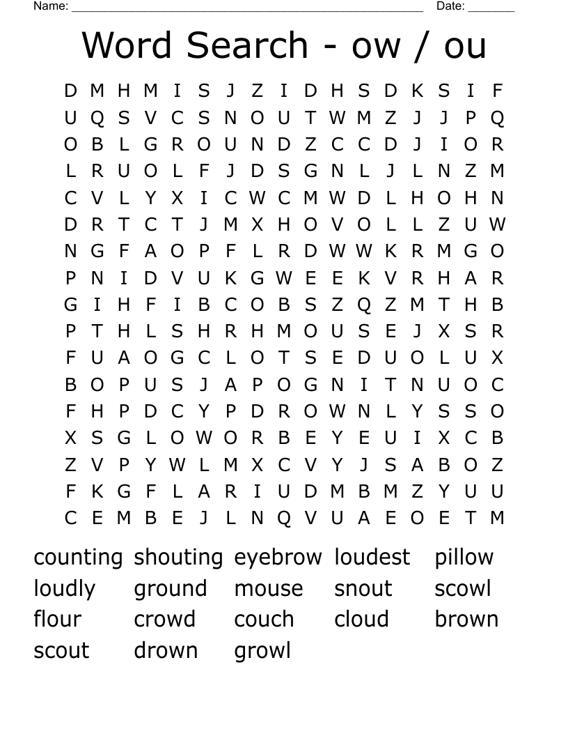 Word Search - ow / ou 