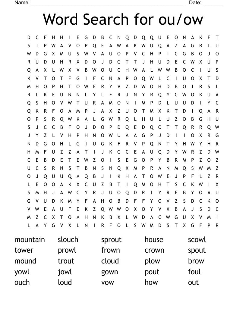 Word Search for ou/ow