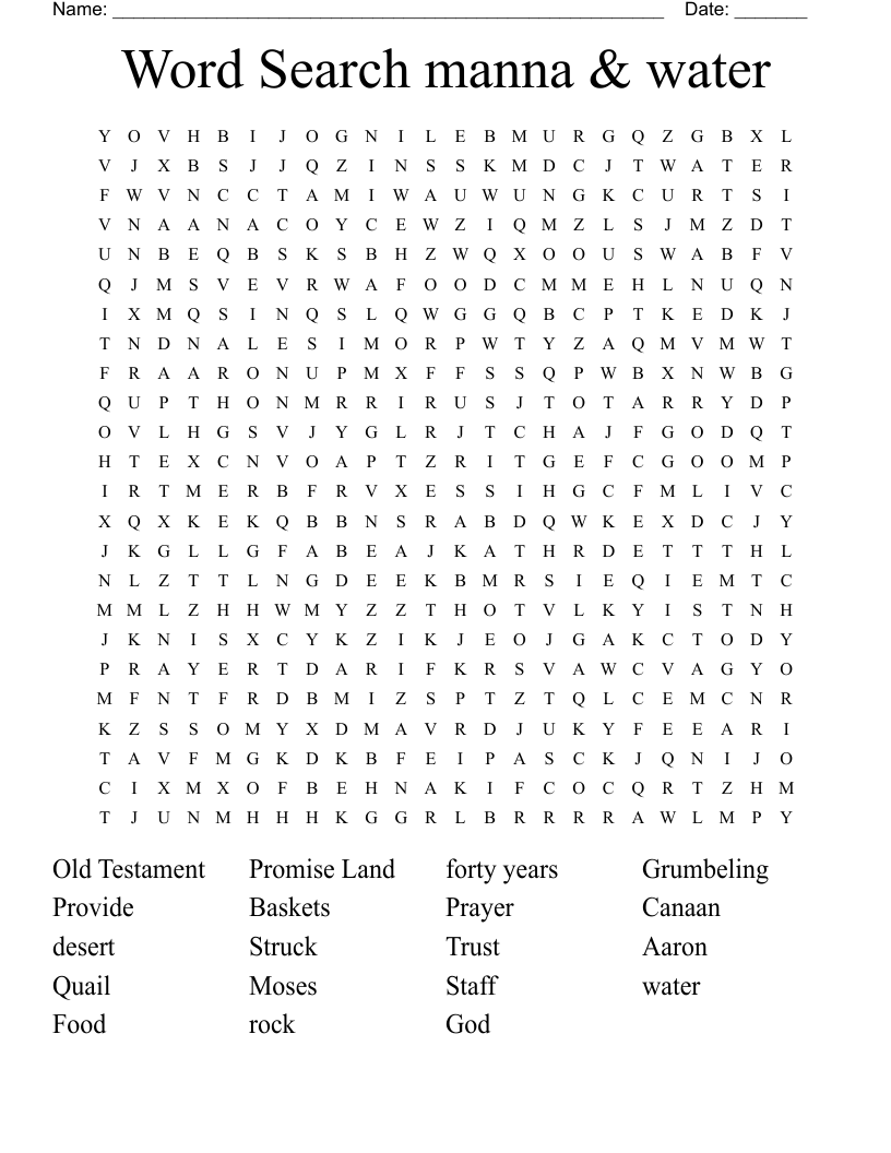 Word Search manna & water