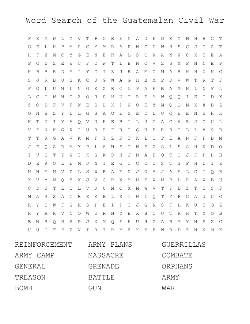Word Search of the Guatemalan Civil War