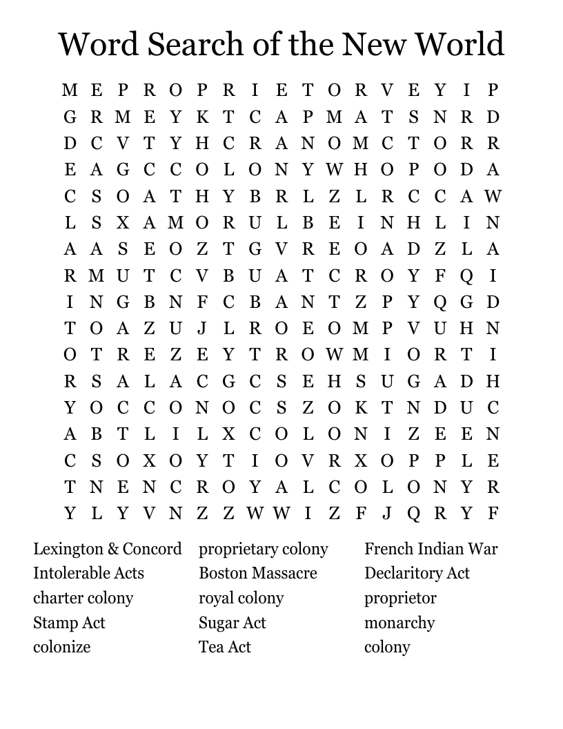Word Search of the New World