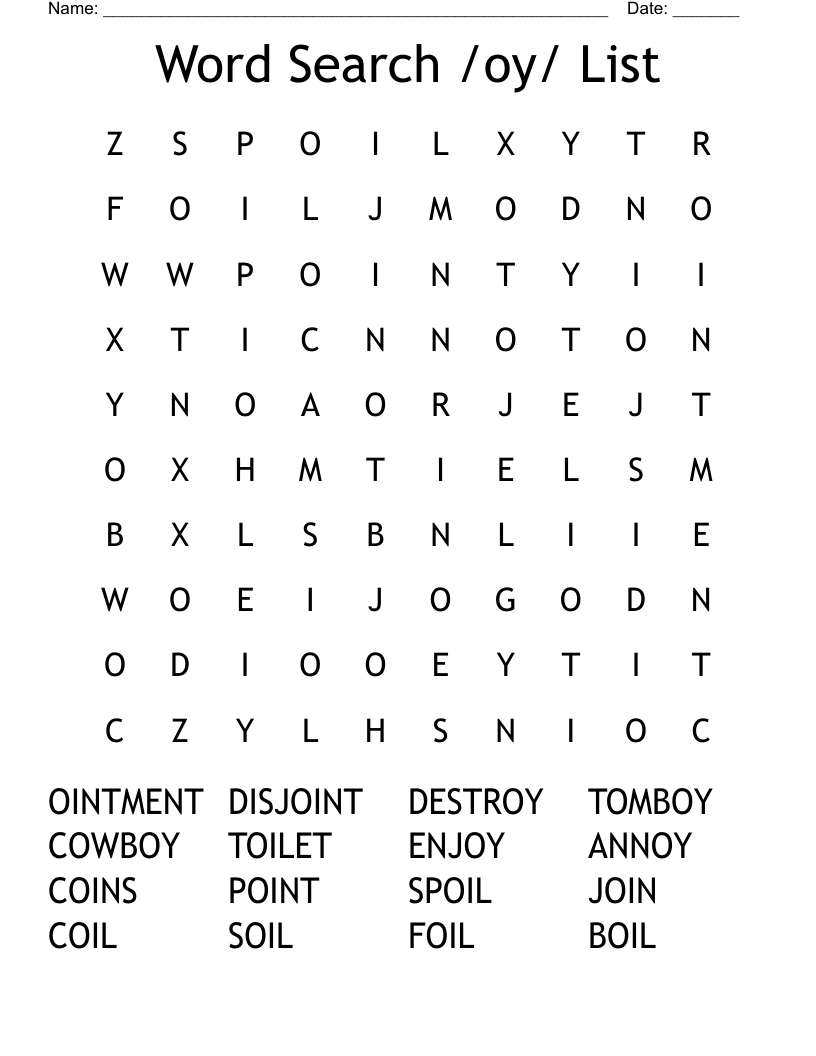 Word Search /oy/ List