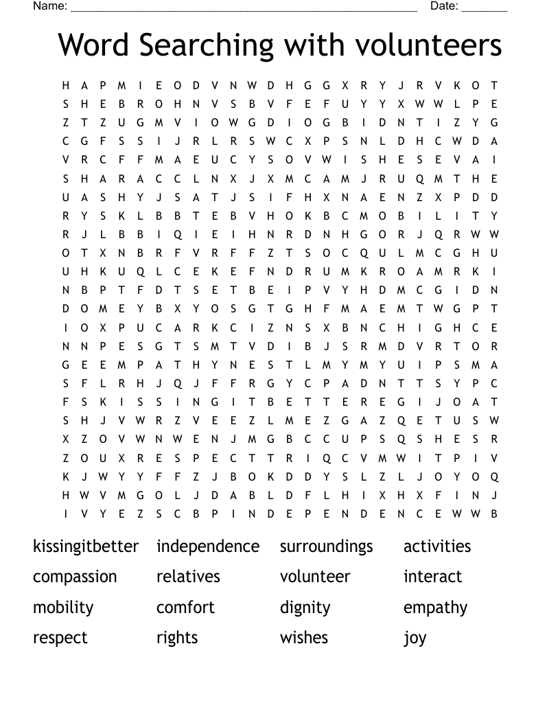 Word Searching with volunteers