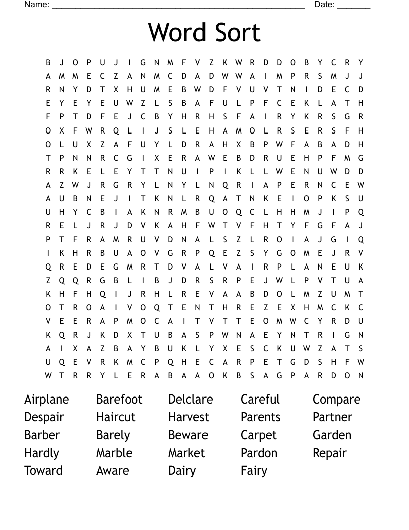 Word Sort Word Search