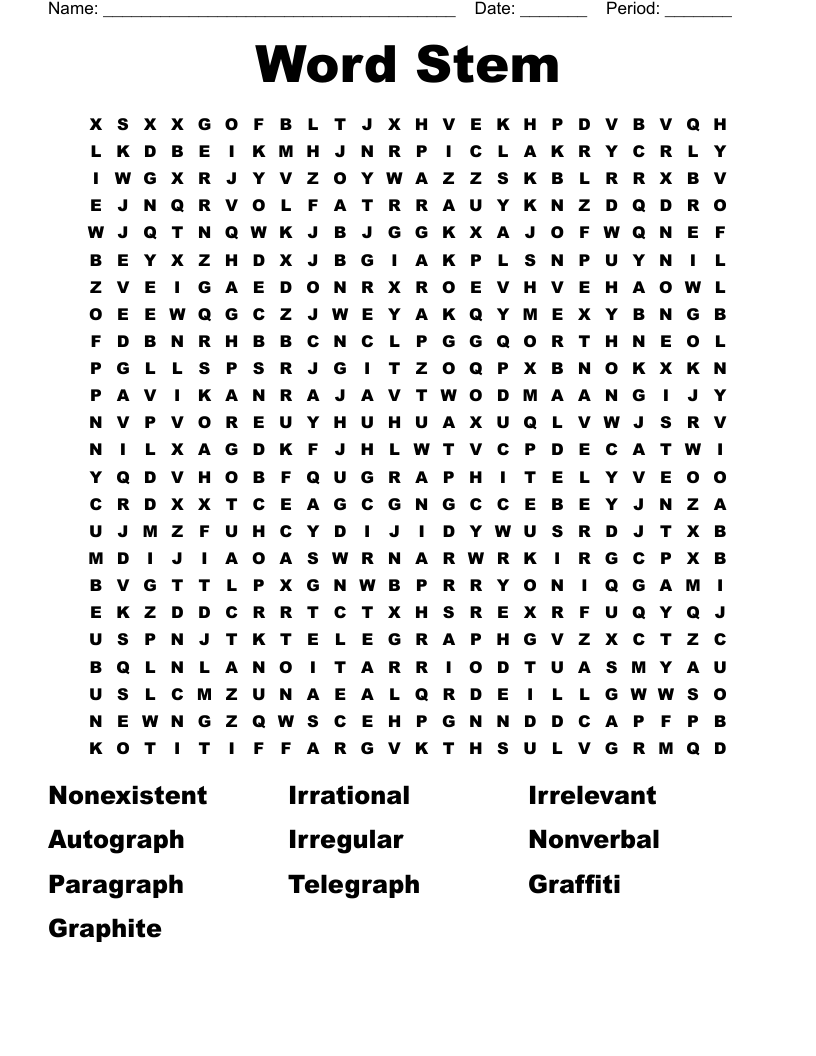 Word Stem Word Search