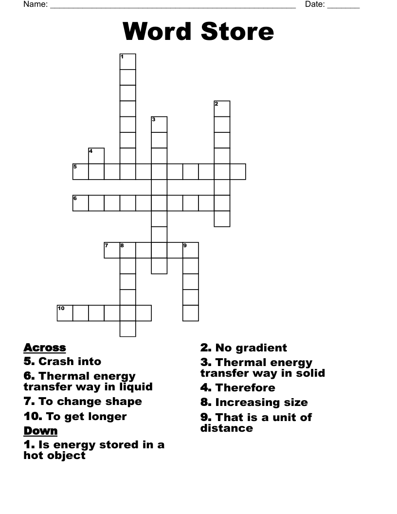 Word Store Crossword