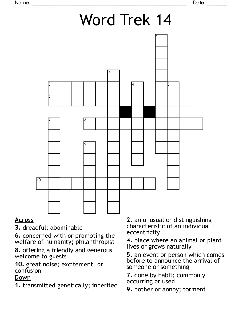Word Trek 14 Crossword