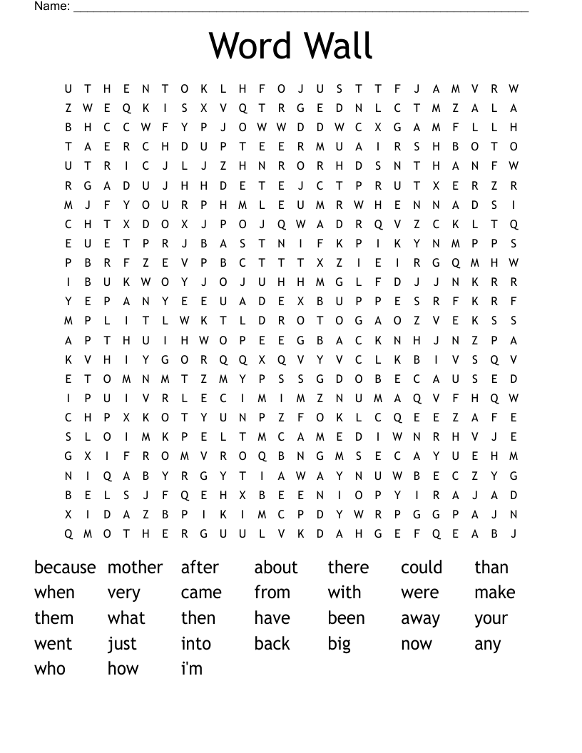 Word Wall Word Search