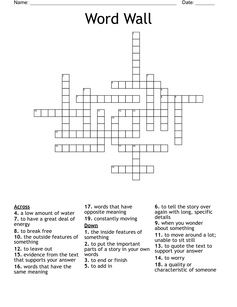 Word Wall Crossword