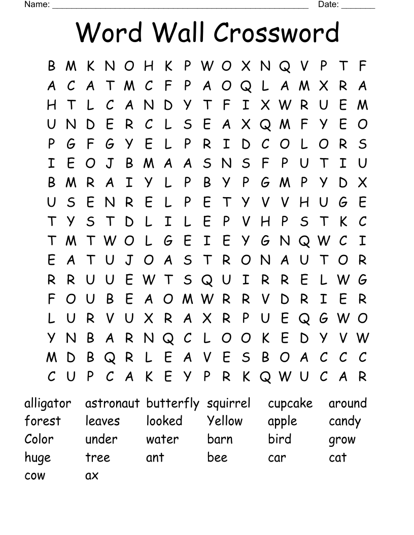 Word Wall Crossword Word Search