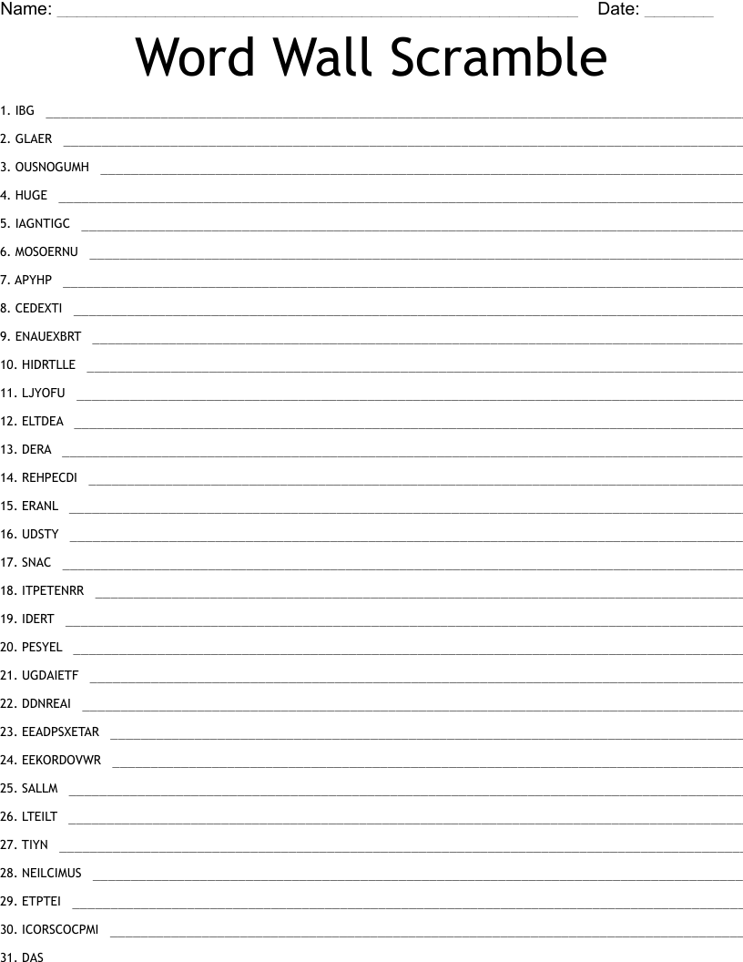 Word Wall Scramble