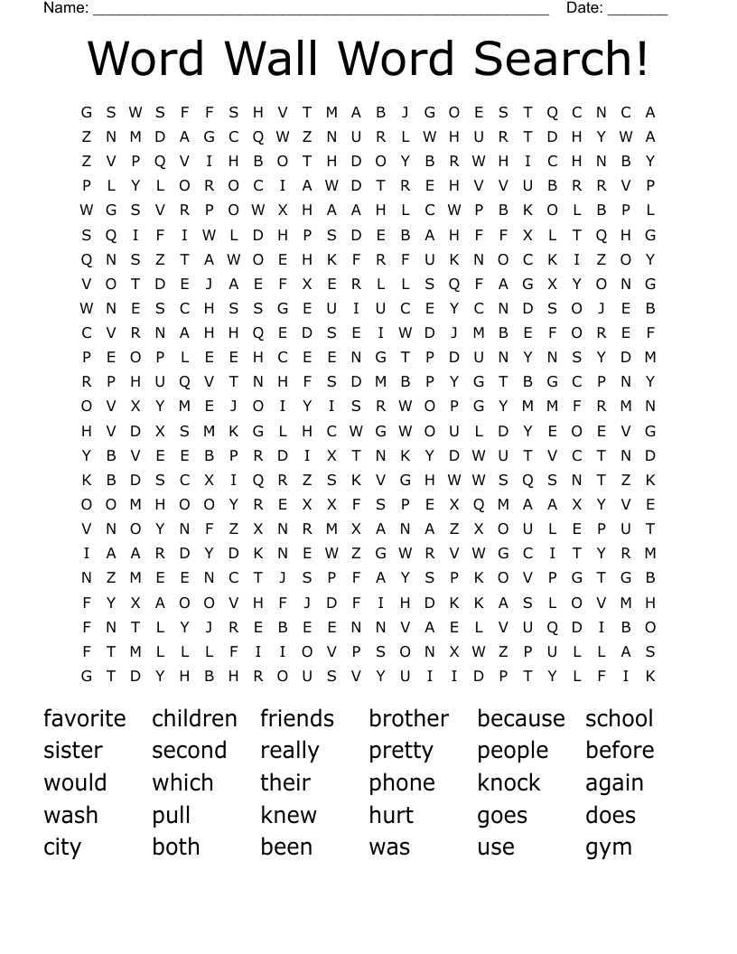 Word Wall Word Search!
