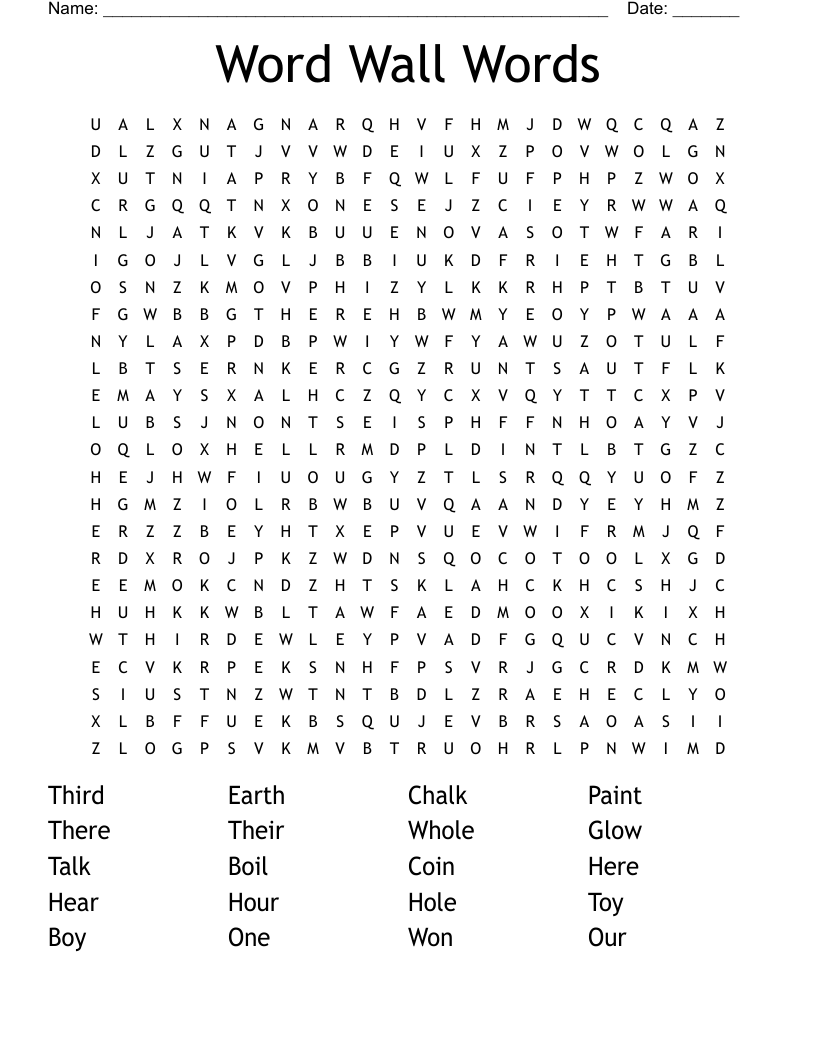 Word Wall Words Word Search