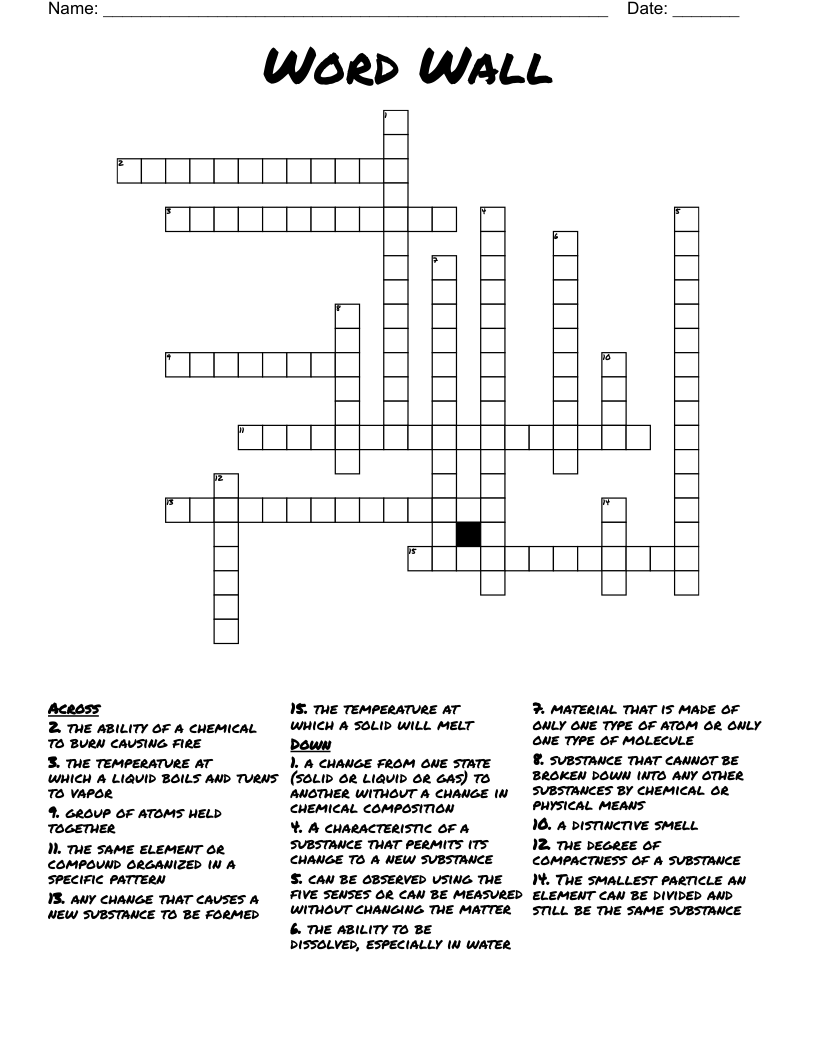 Word Wall  Crossword