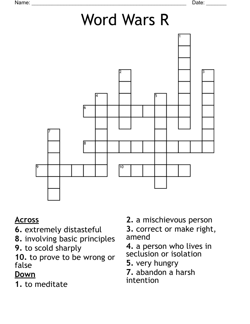 Word Wars R Crossword