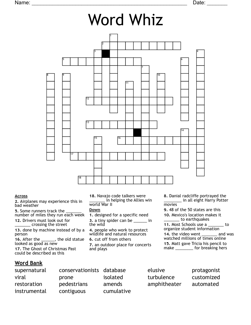 Word Whiz Crossword