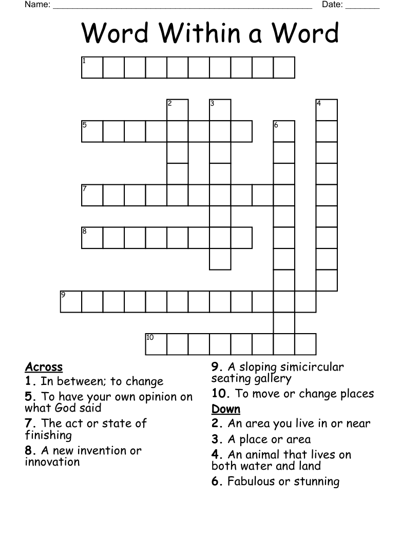 Word Within a Word Crossword