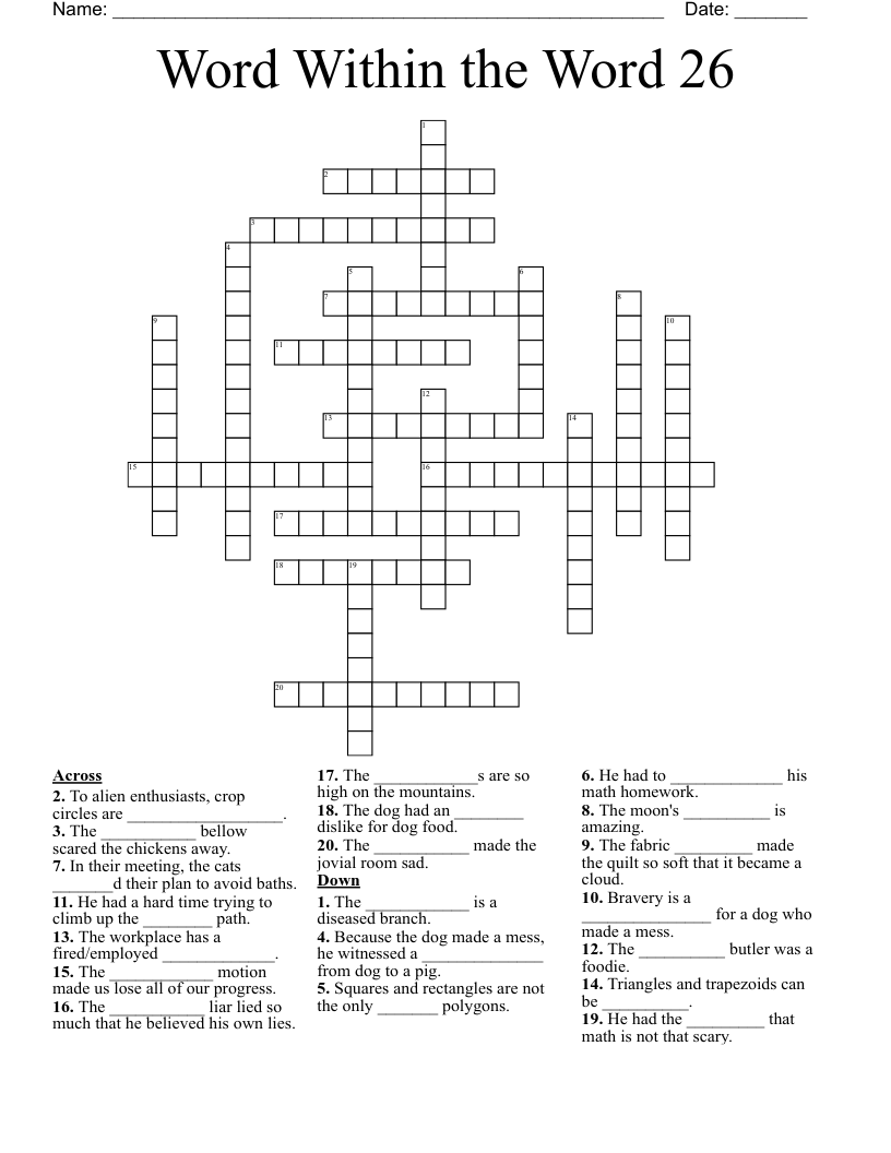 Word Within the Word 26 Crossword