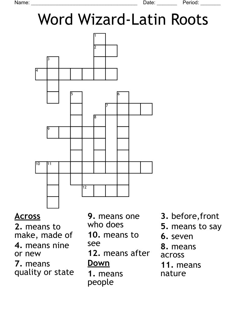 Word Wizard-Latin Roots Crossword