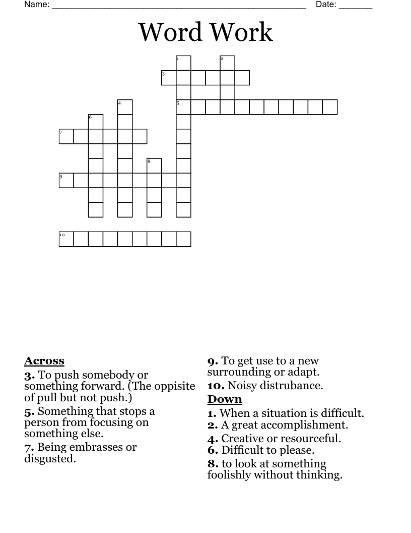 Word Work Crossword