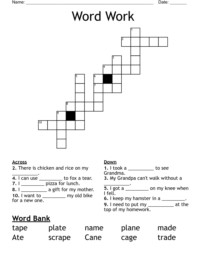 Word Work Crossword