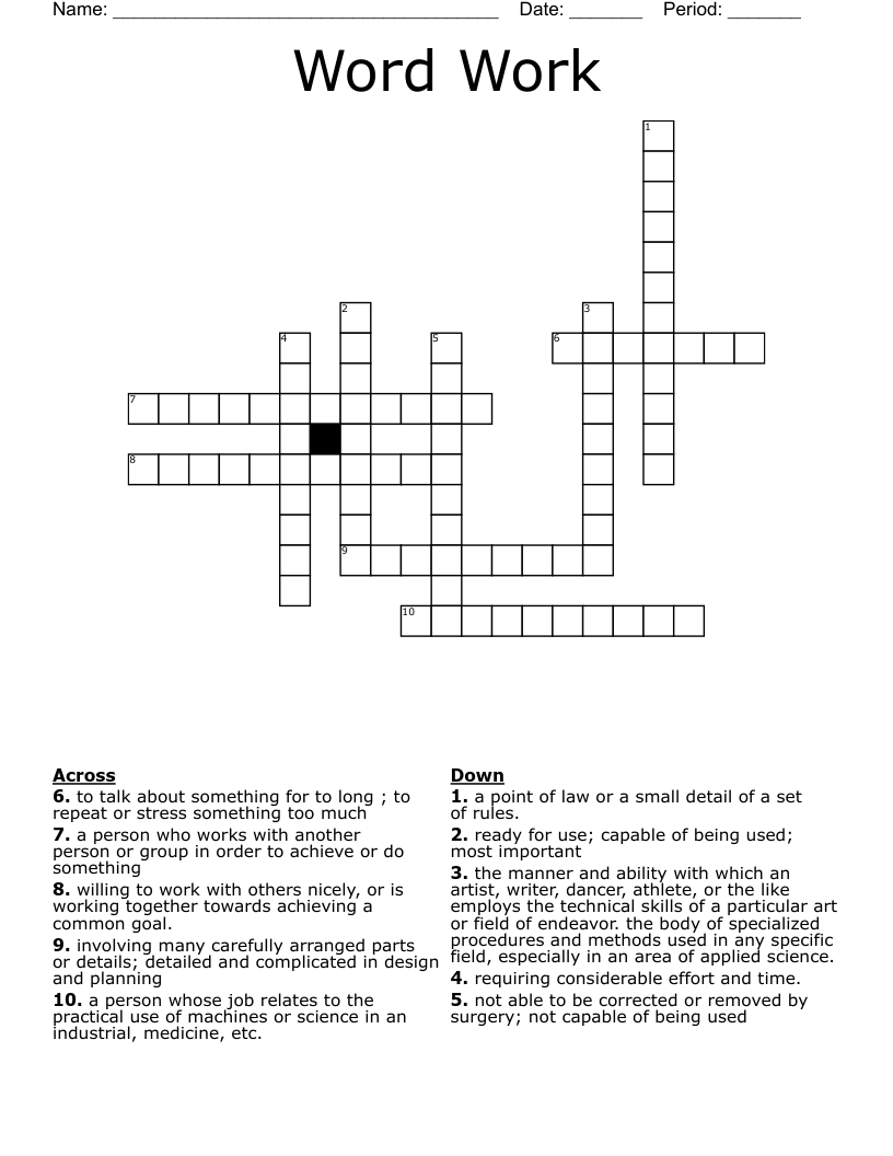 Word  Work  Crossword