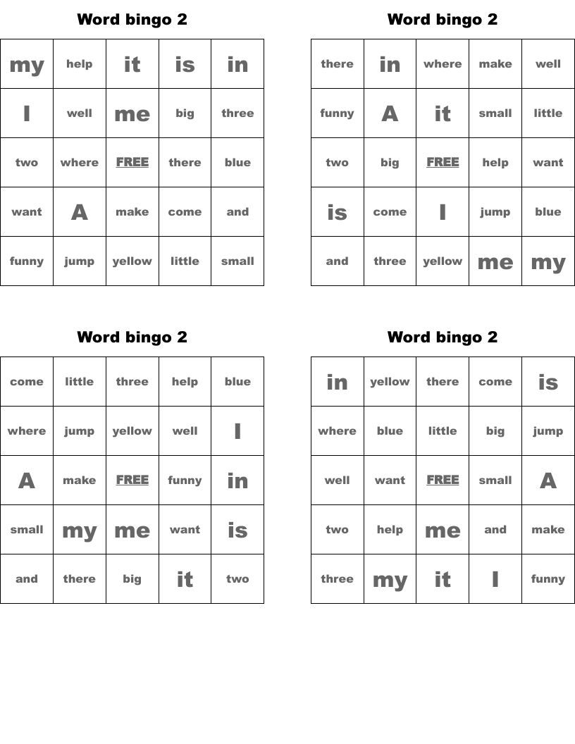 Word bingo 2