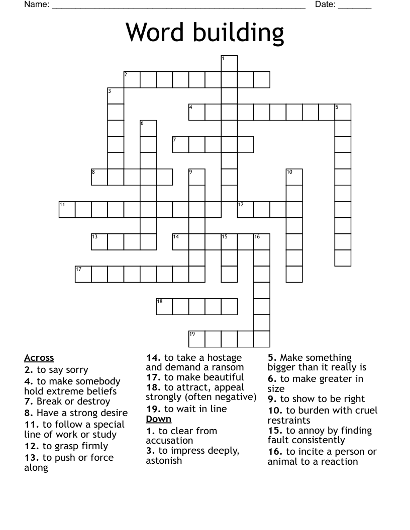 Word building Crossword