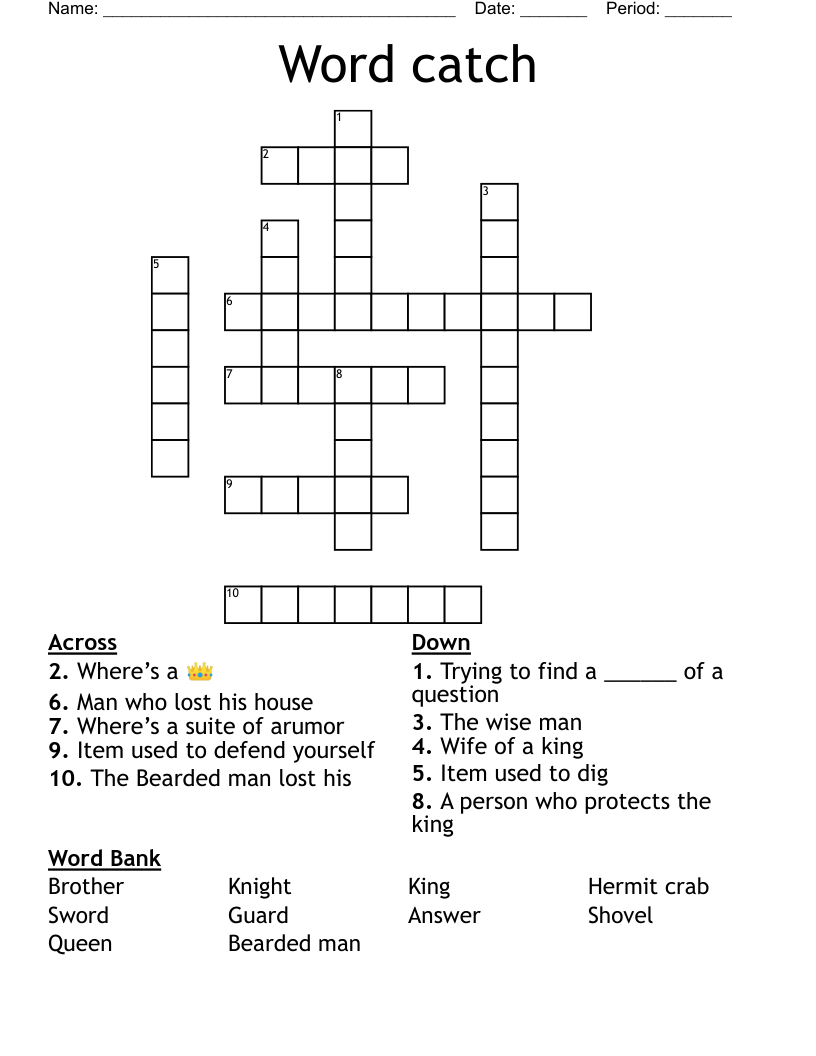 Word catch Crossword