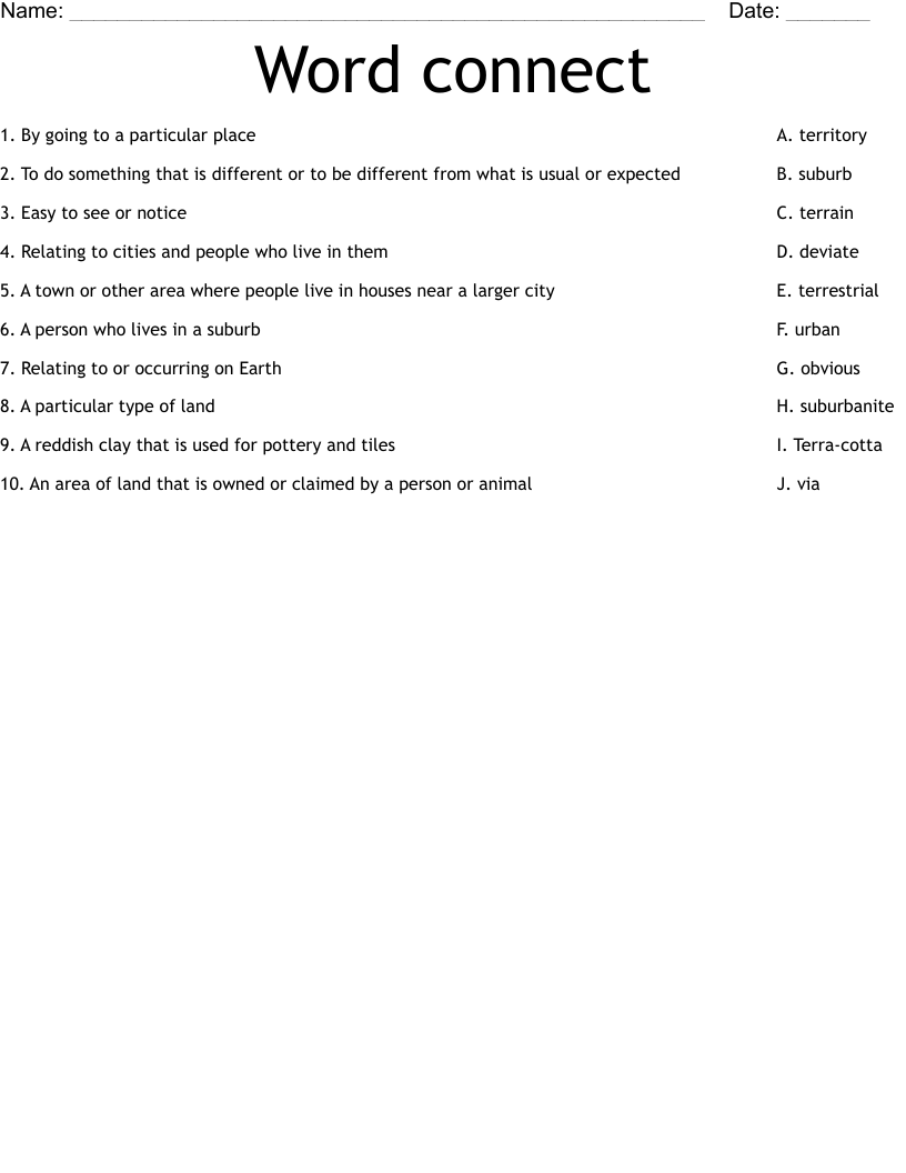 Word connect Worksheet