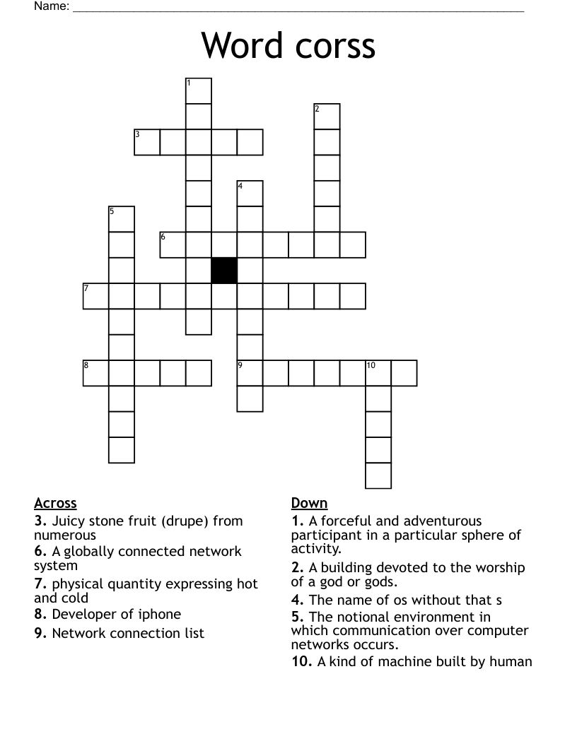 Word corss Crossword