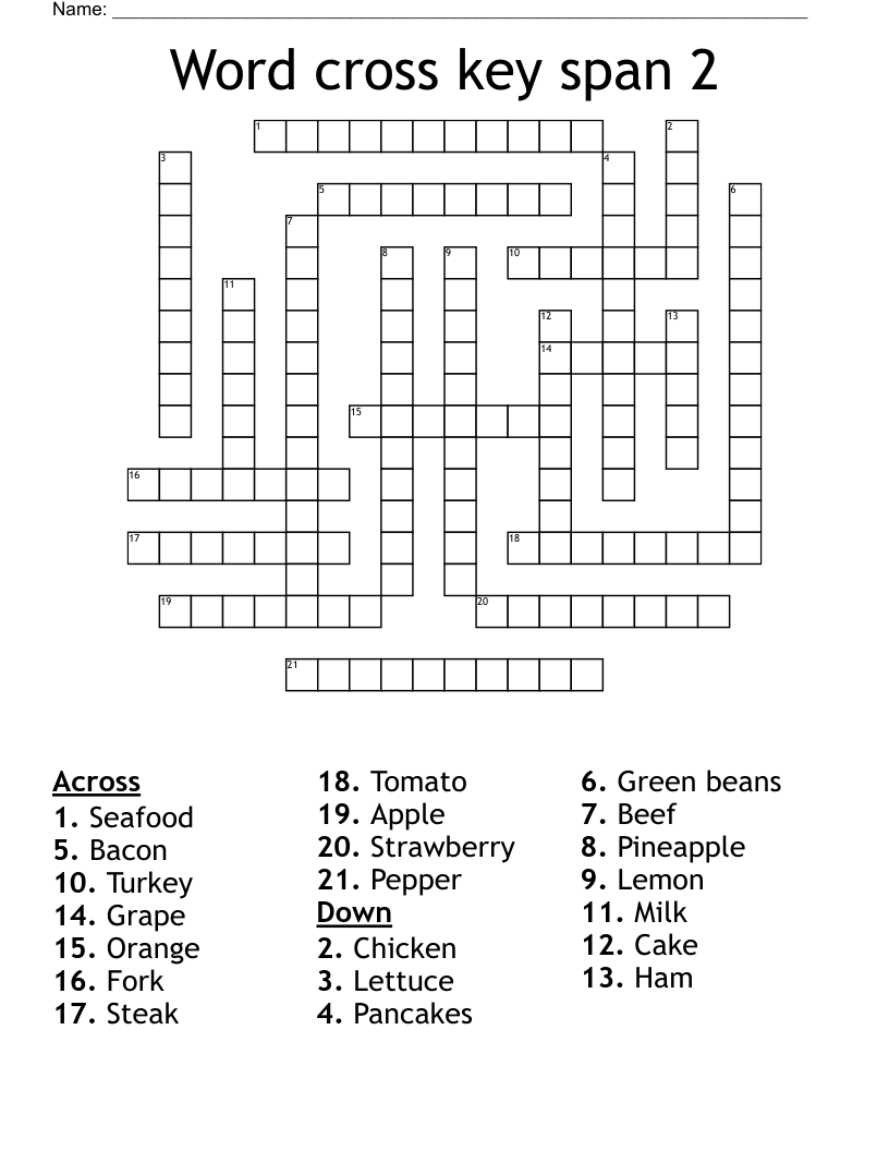 Word cross key span 2 Crossword