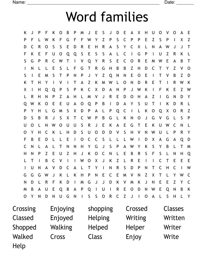 Word families Word Search